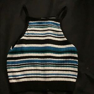 Blue striped crop top